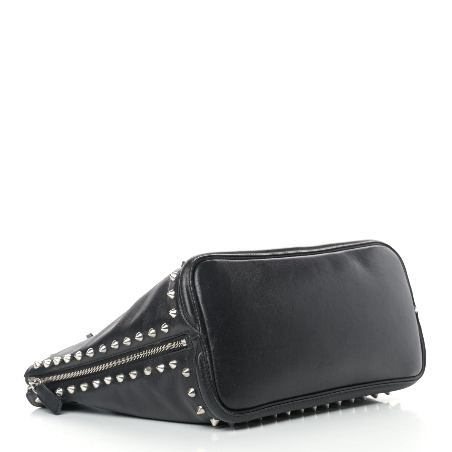 Alexander McQueen Pebbled Calfskin Skull Studded Padlock Tote Black 4 of 16