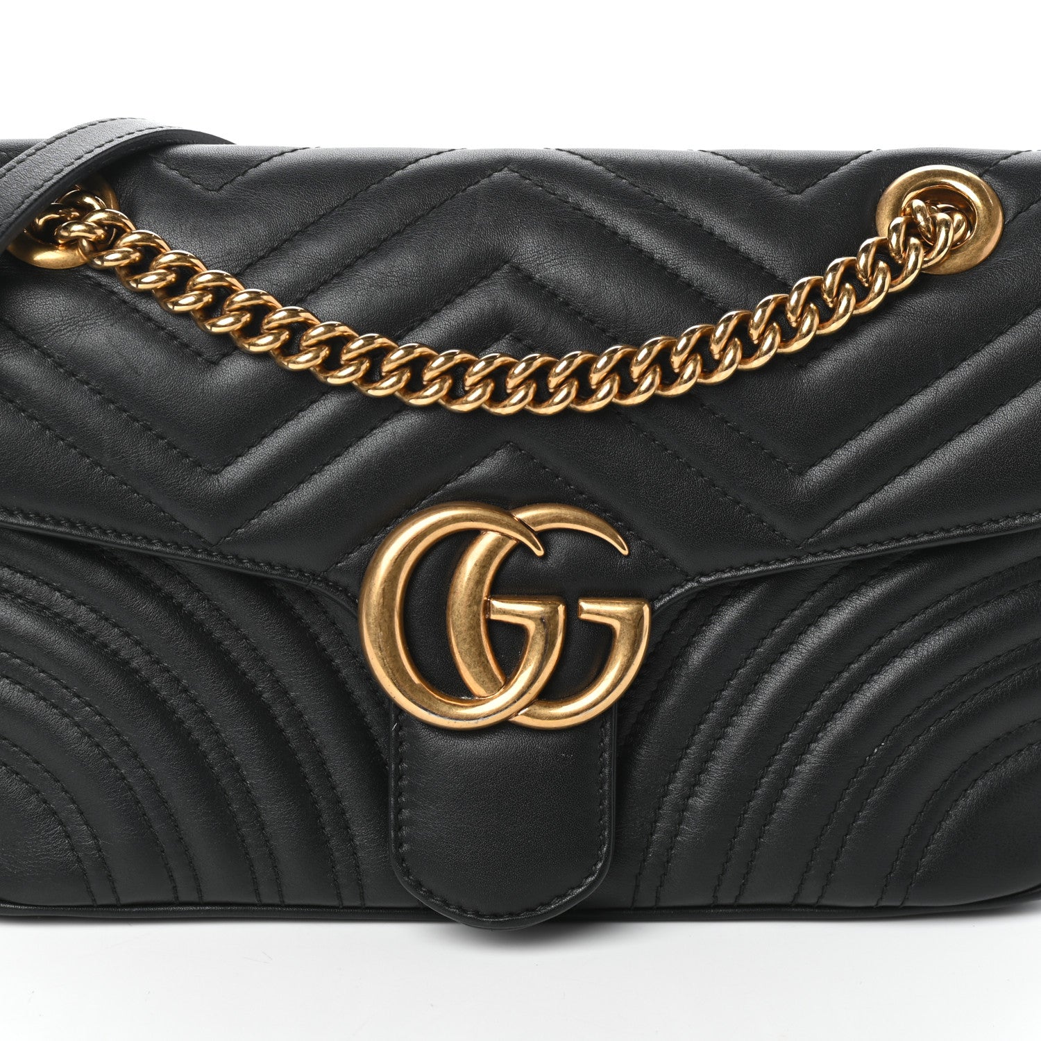 Gucci Calfskin Matelasse Small GG Marmont Shoulder Bag Black 7 of 9
