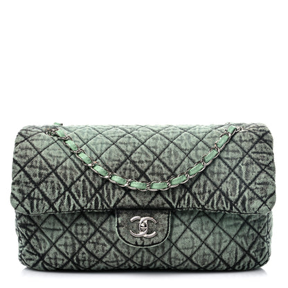 Chanel Denim Quilted Denimpression Flap Green Black 1 of 11
