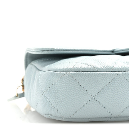 Chanel Caviar Quilted Flap Phone Holder With Chain Light Blue 10 of 11