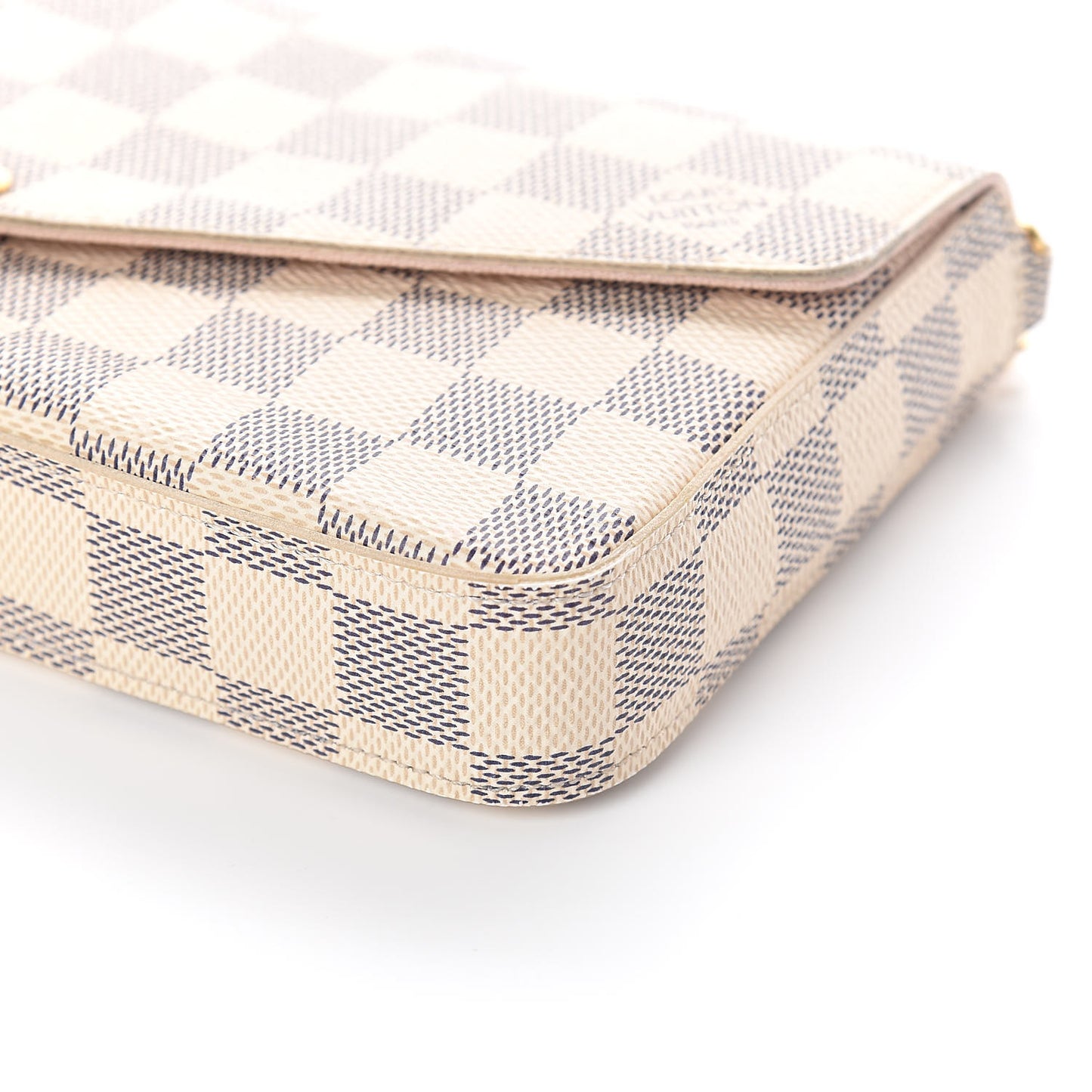 Damier Azur Pochette Felicie Chain Wallet Rose Ballerine