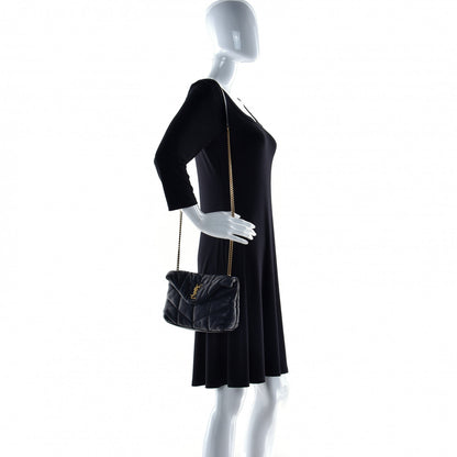 Saint Laurent Lambskin Quilted Toy Loulou Puffer Monogram Chain Satchel Black 4 of 15