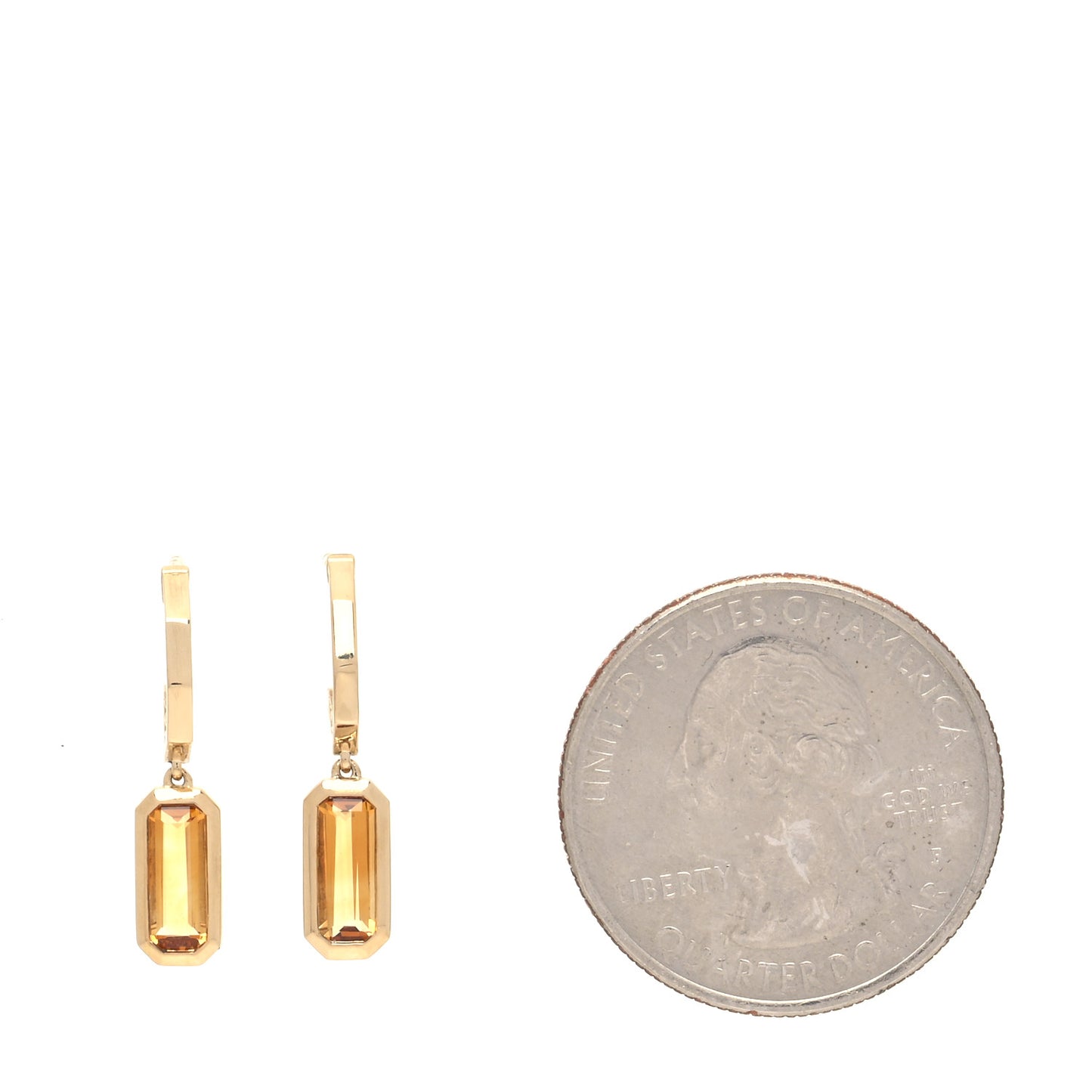 18K Yellow Gold Citrine Novella Hoop Drop Earrings