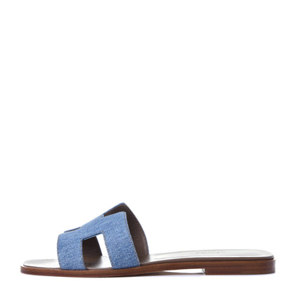 Hermes Denim Canvas Oran Sandals 39 Bleu Clair 1 of 11