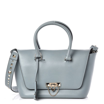 Valentino Garavani Calfskin Small Rockstud Demilune Double Handle Satchel Nube 1 of 10