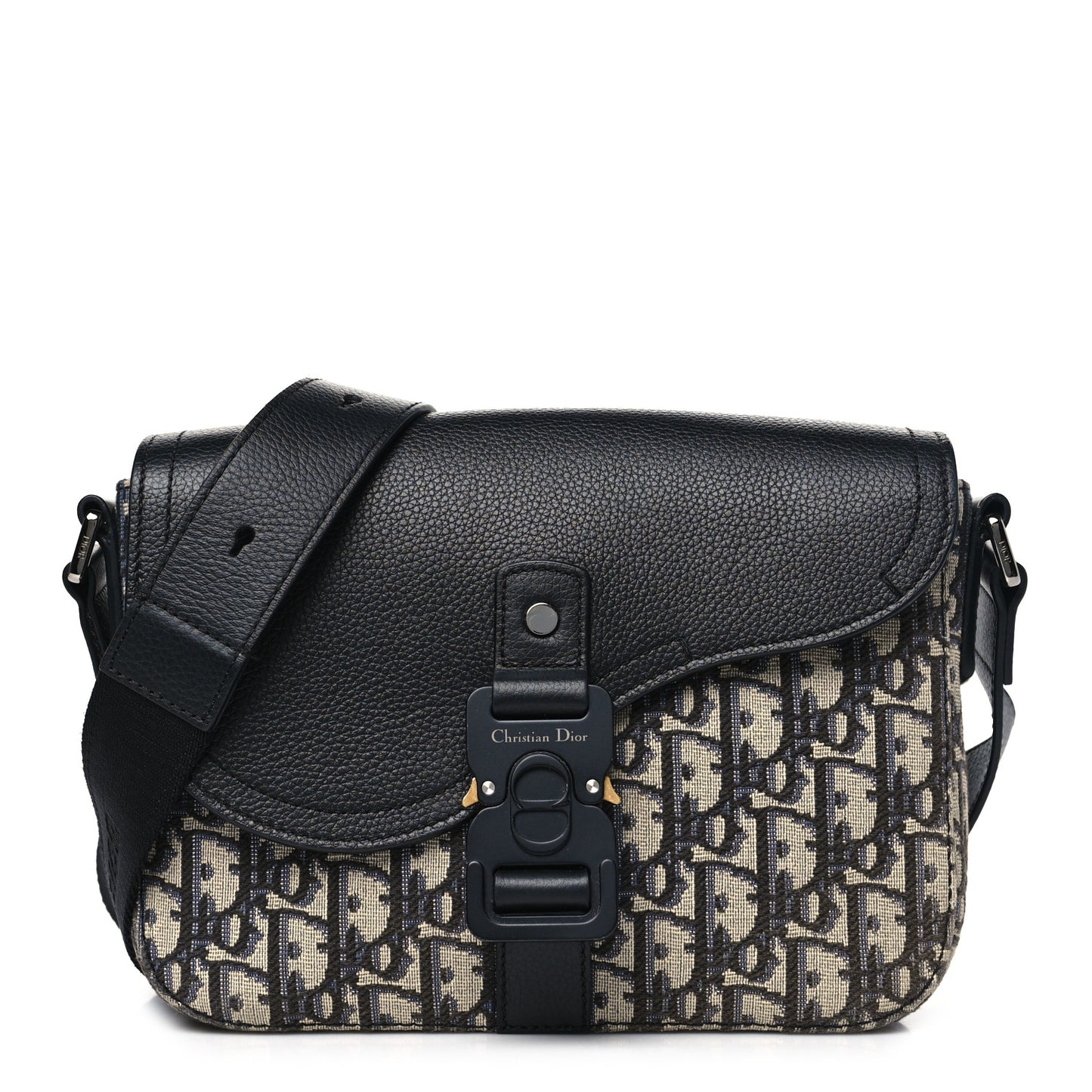 Oblique Jacquard Grained Calfskin Small Saddle Messenger Bag