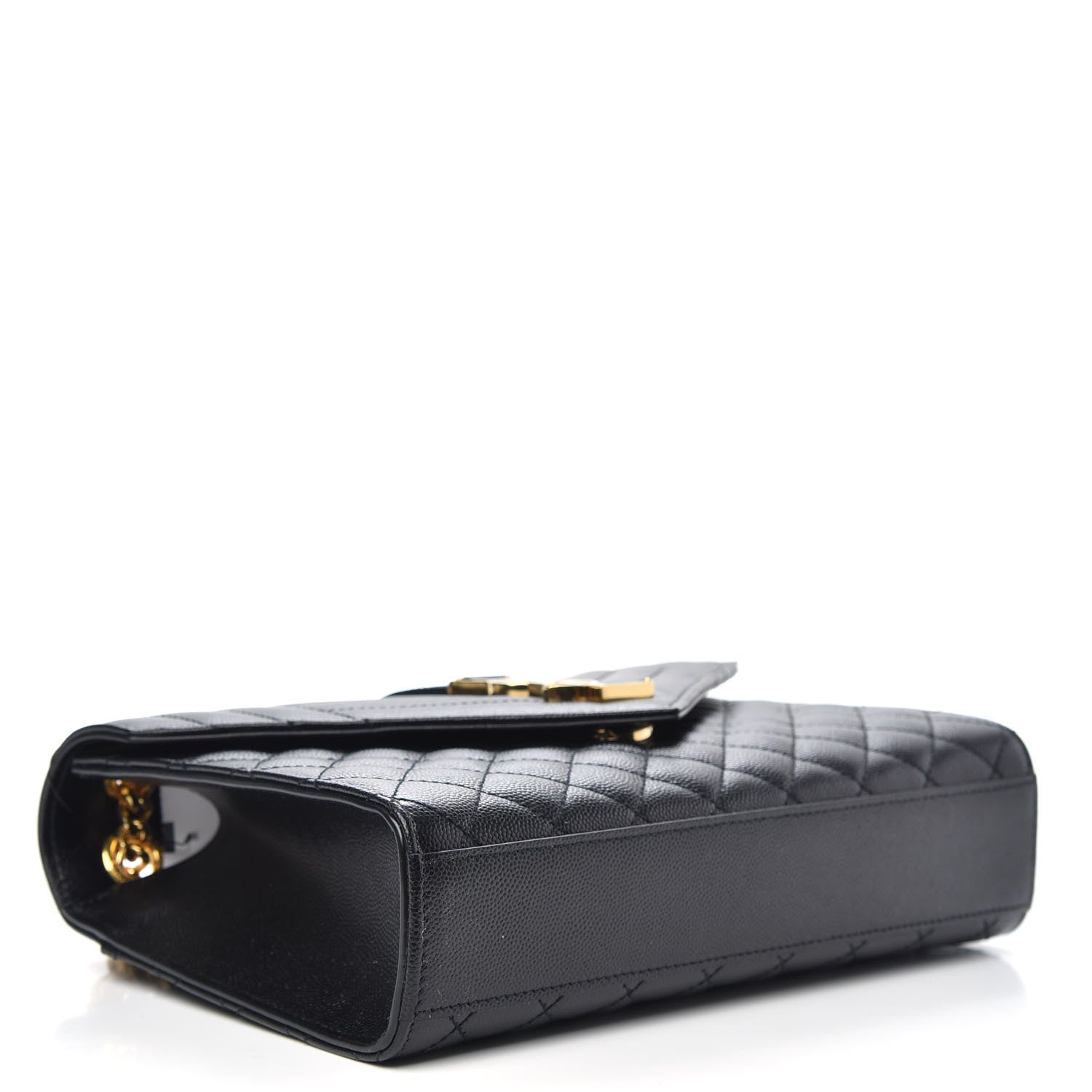 Saint Laurent Grain De Poudre Textured Mixed Matelasse Triquilt Medium Monogram Satchel Black 4 of 9