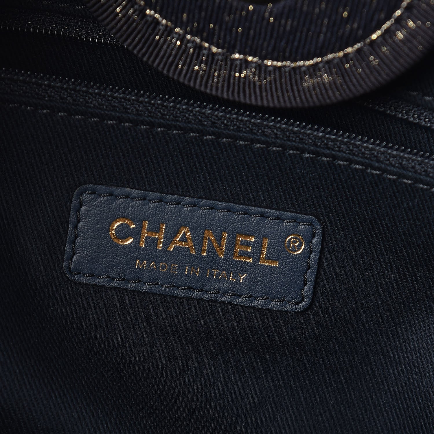 Chanel Lurex Canvas Medium Deauville Tote Navy Blue Gold 6 of 10