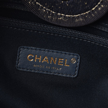 Chanel Lurex Canvas Medium Deauville Tote Navy Blue Gold 6 of 10