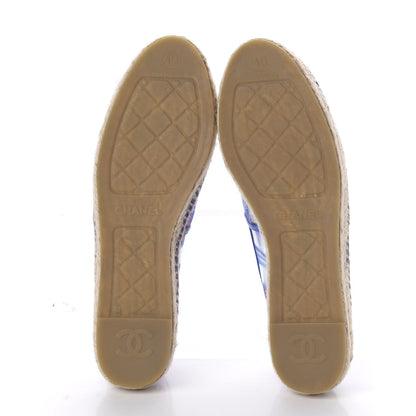 Chanel Mesh Lambskin Plaid Print CC Espadrilles 40 Blue White Red 5 of 7