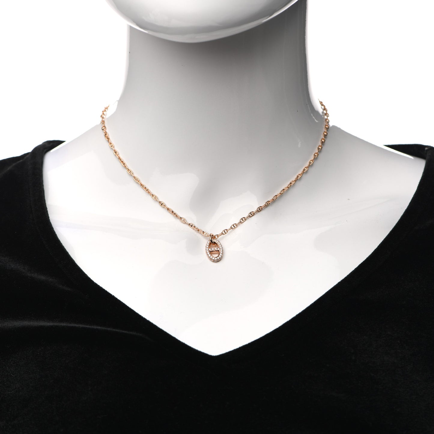 18K Rose Gold Diamond PM New Farandole Pendant Necklace ST