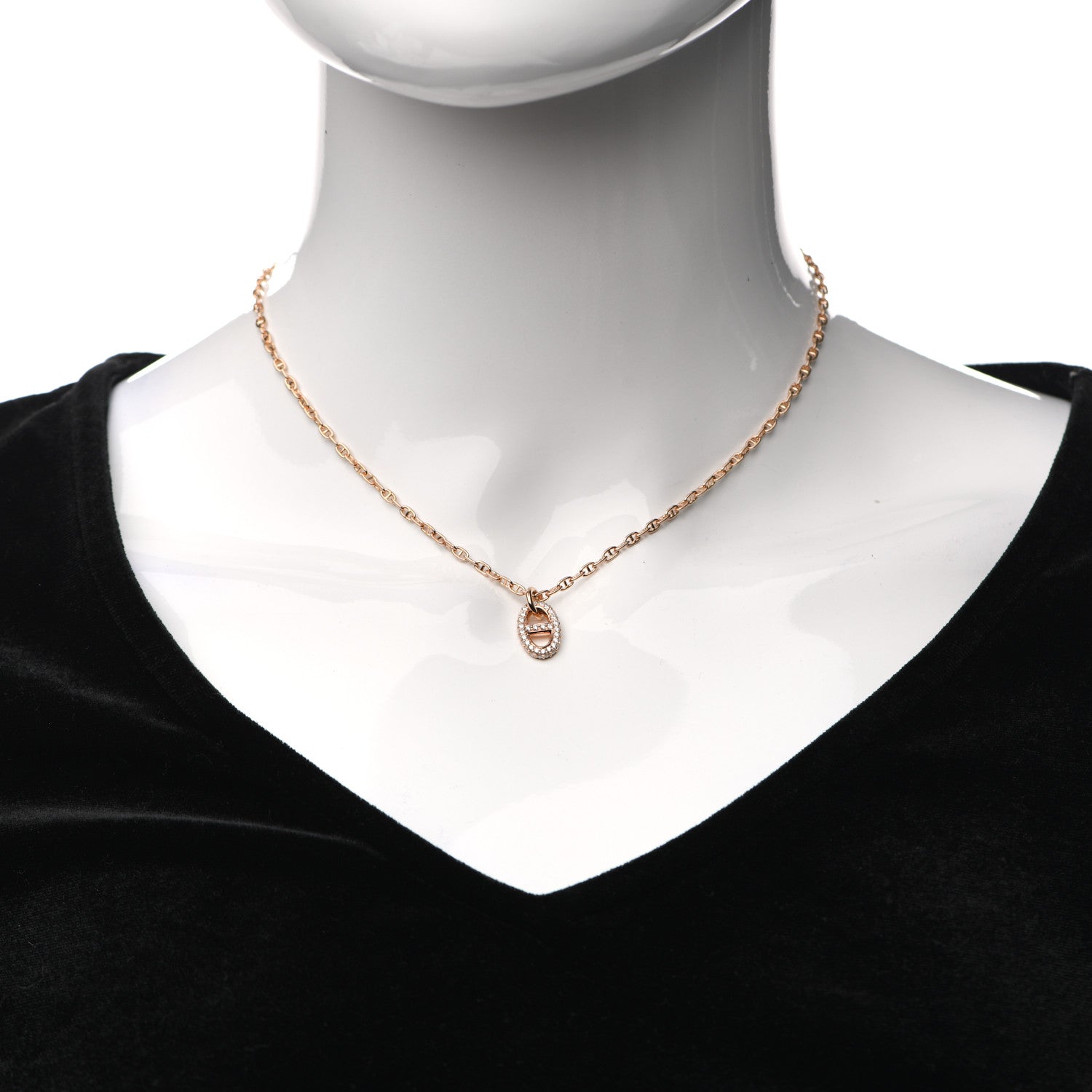 Hermes 18K Rose Gold Diamond PM New Farandole Pendant Necklace ST 2 of 6