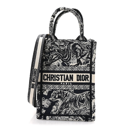 Christian Dior Canvas Toile de Jouy Reverse Embroidered Mini Book Tote Phone Bag Blue 1 of 10