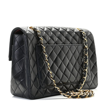 Chanel Lambskin Quilted Medium Single Flap Navy Blue 2 of 15