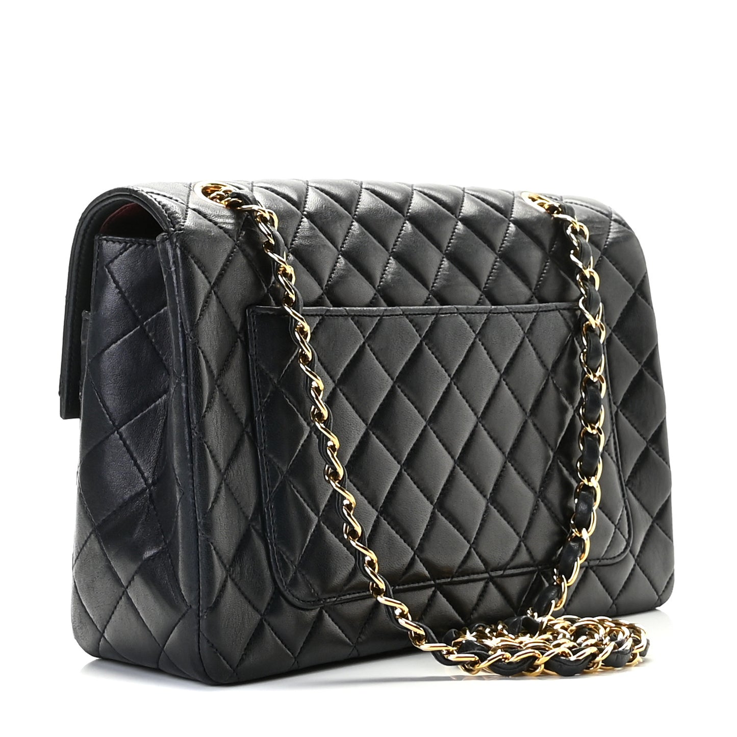 Lambskin Quilted Medium Single Flap Navy Blue