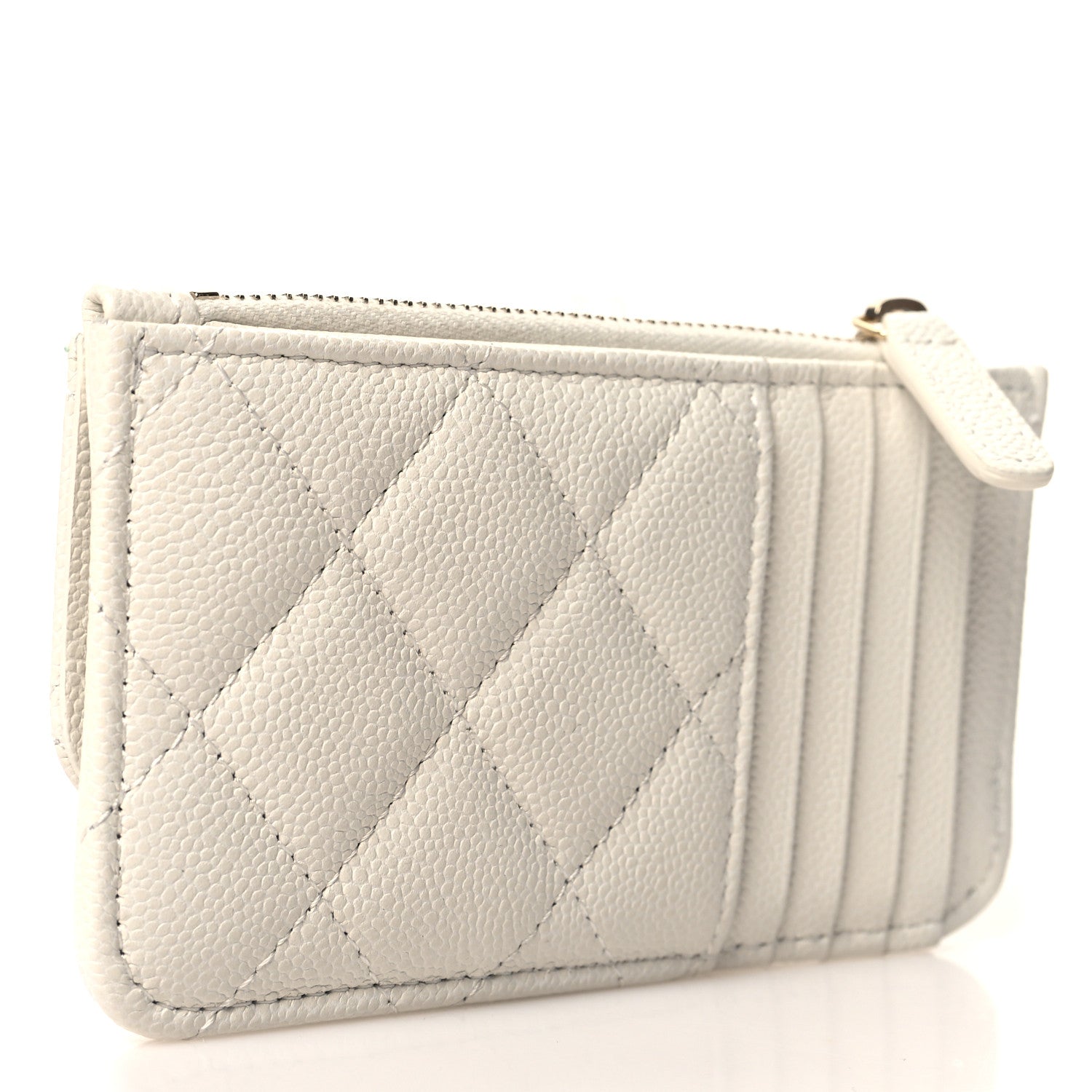 Chanel Caviar Quilted Flap Zip Card Holder White 3 of 8