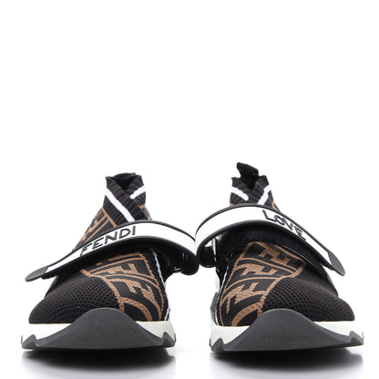 Fendi Stretch Yarn FF Stiff Band Rockoko Sneakers 38.5 Black White Tobacco 2 of 9