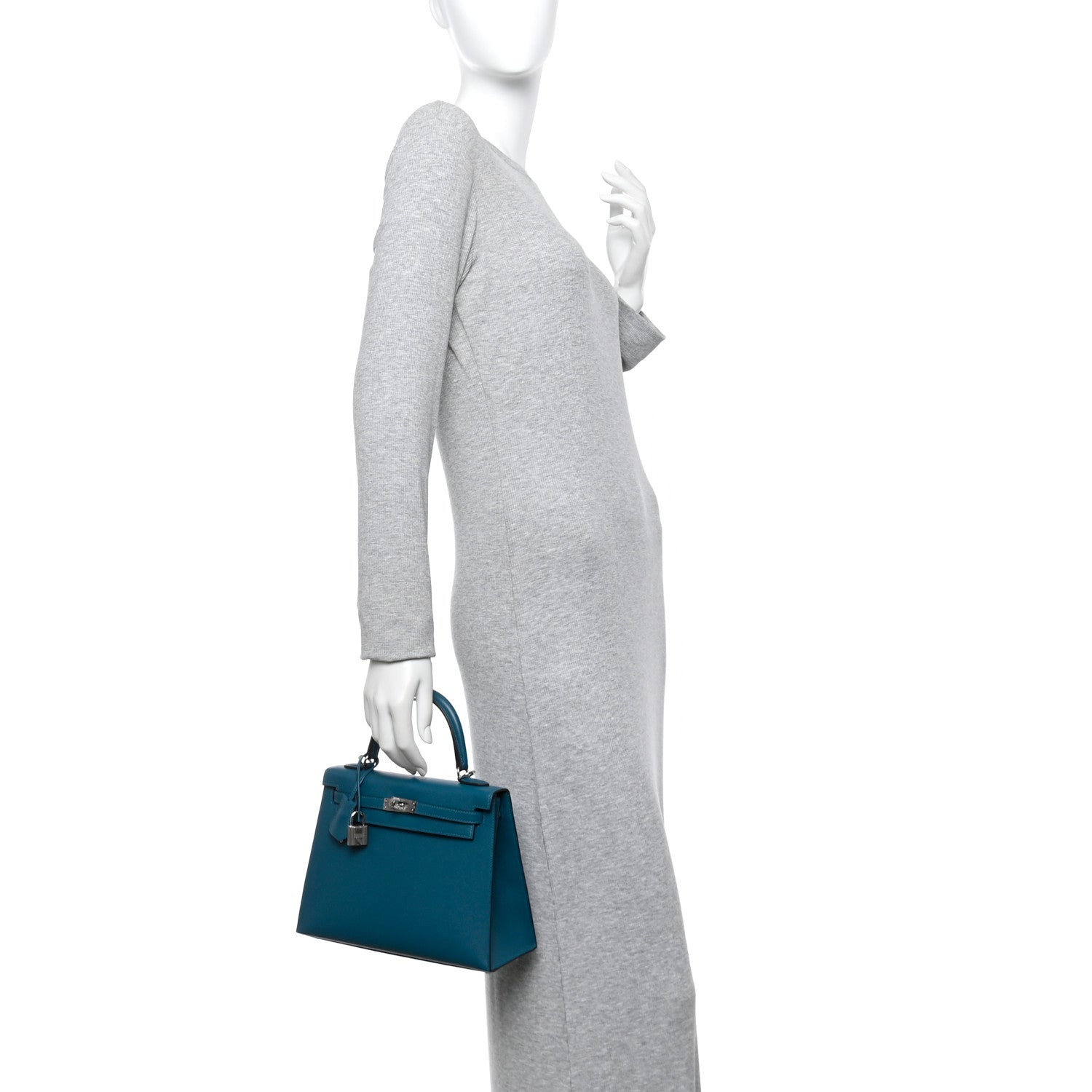 Hermes Madame Calfskin Verso Kelly Sellier 25 Vert Bosphore Vert Fonce 2 of 11