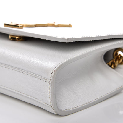 Saint Laurent Grain De Poudre Small Monogram Kate Satchel Optical White 9 of 10