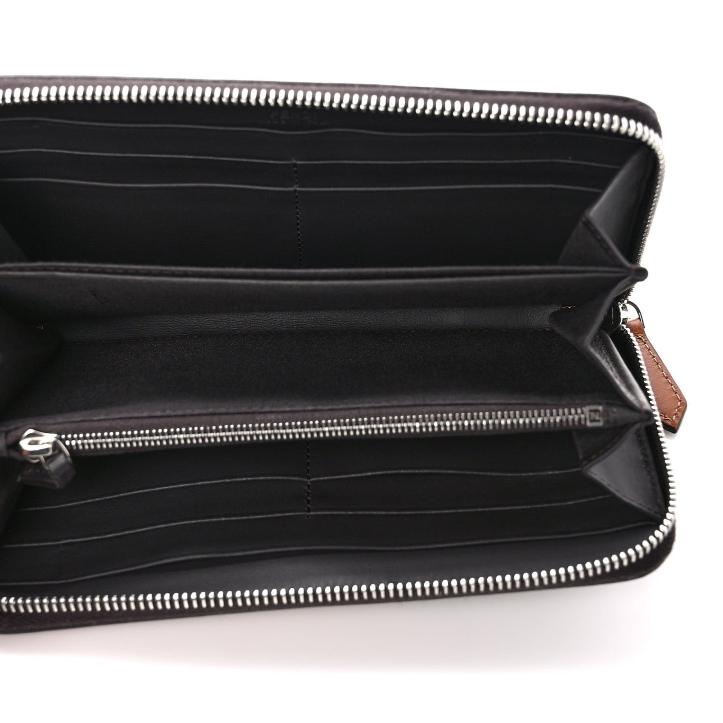 Glazed Fabric Vitello King FF 1974 Diagonal Zip Around Wallet Tobacco Moro Cuoio