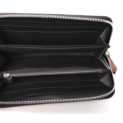 Fendi Glazed Fabric Vitello King FF 1974 Diagonal Zip Around Wallet Tobacco Moro Cuoio 5 of 7