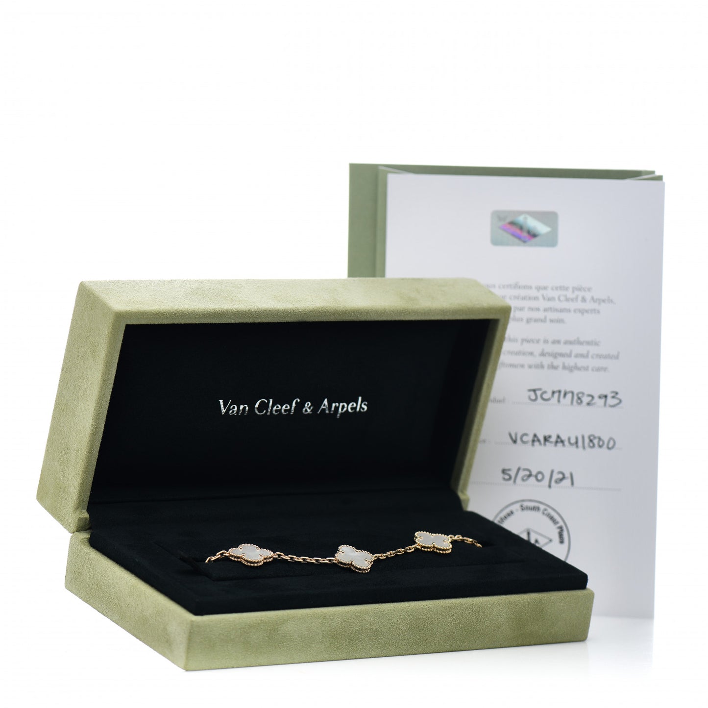 18K Yellow Gold Mother of Pearl 5 Motifs Vintage Alhambra Bracelet
