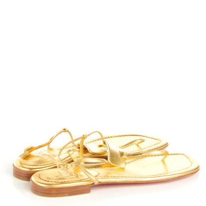 Christian Louboutin Metallic Flat Sandals 38.5 Gold 3 of 12