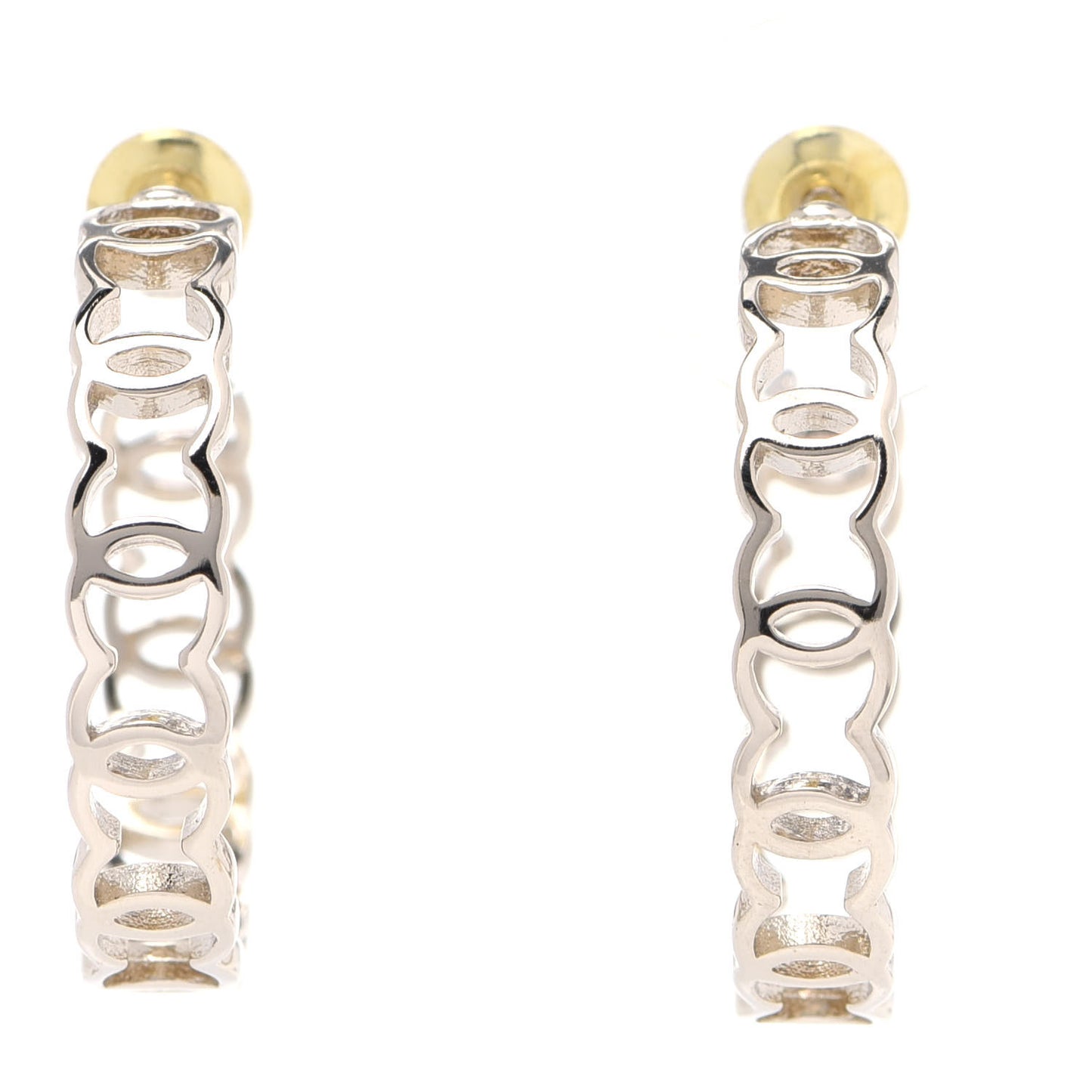 Metal CC Hoop Earrings Gold