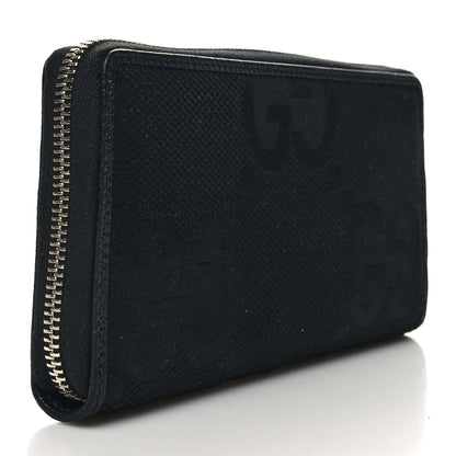 Gucci Canvas Monogram Jumbo GG Textured Dollar Calfskin Continental Wallet Black 3 of 8