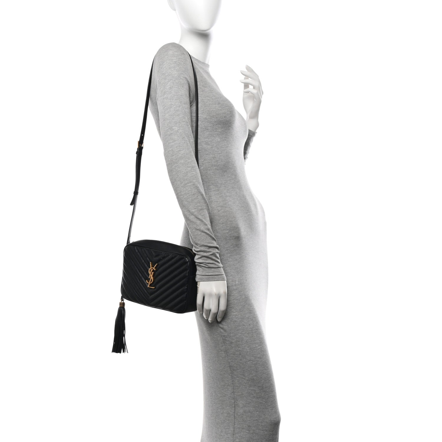 Saint Laurent Calfskin Matelasse Monogram Lou Camera Bag Black 2 of 12