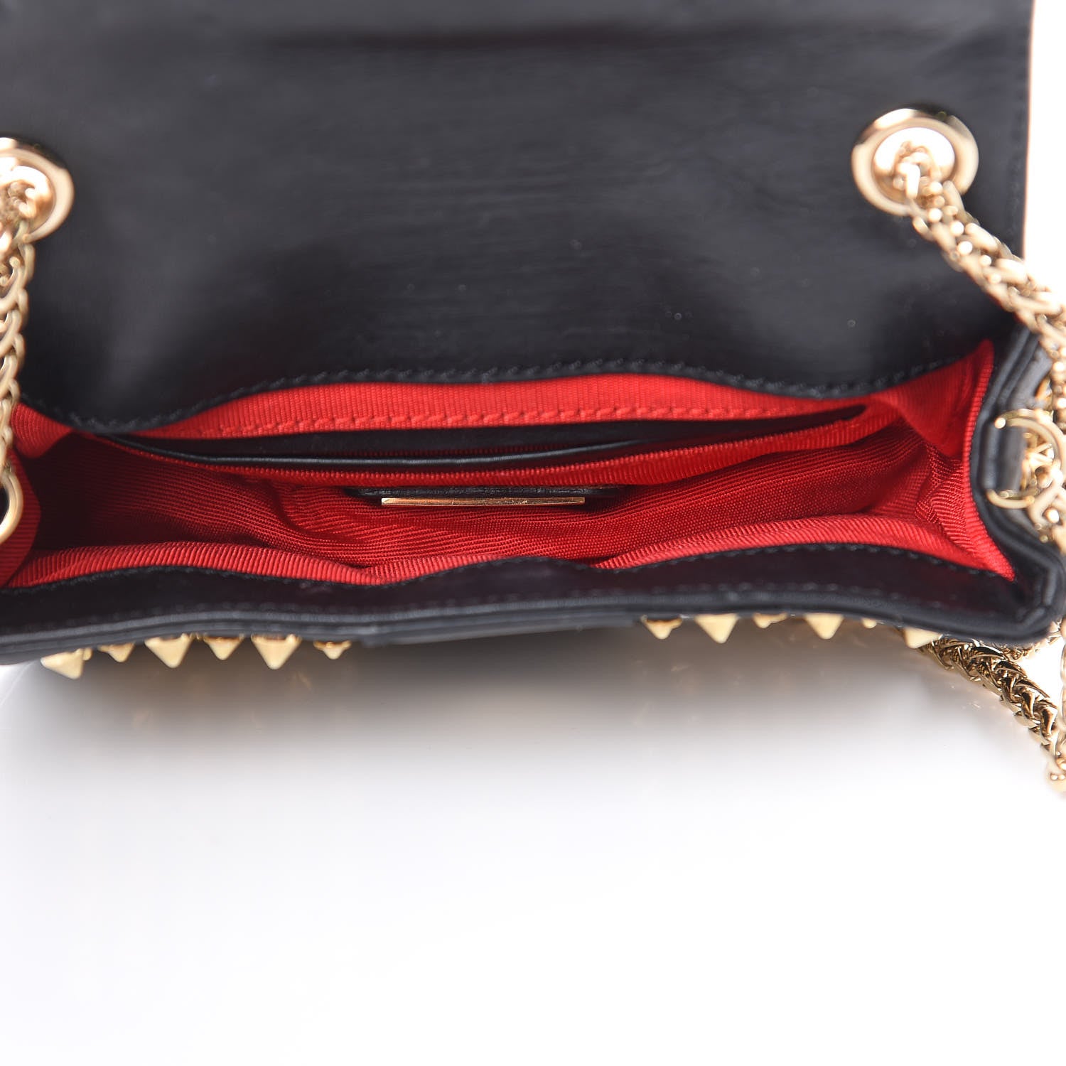 Christian Louboutin Calfskin Spikes Sweety Charity Crossbody Bag Black Gold 5 of 10