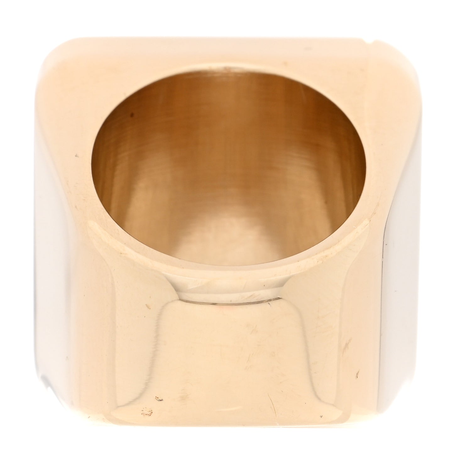 Metal Enamel CC Square Ring 53 6.5 Black Pink Gold