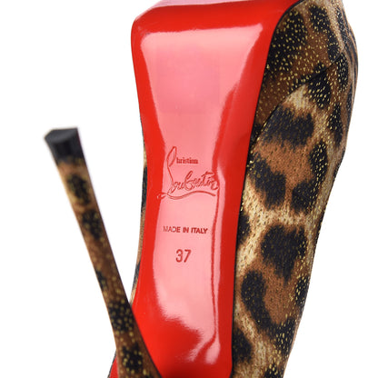 Christian Louboutin Lurex Specchio Leopard Fetish Peep 130 Pumps 37 Black Gold 7 of 8