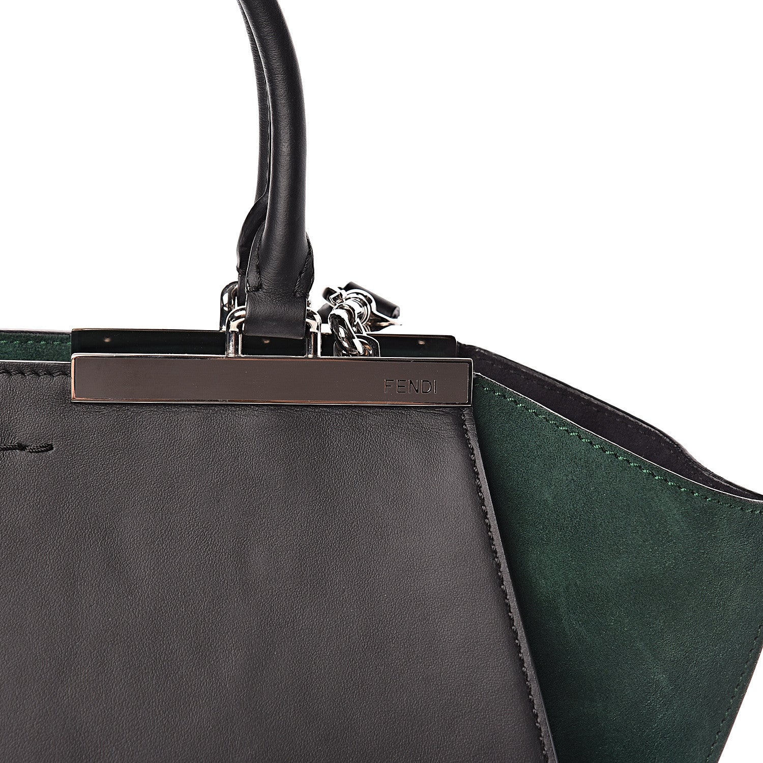 Fendi Vitello Baltico Kore Petite 3Jours Tote Black Verde Prato 10 of 10