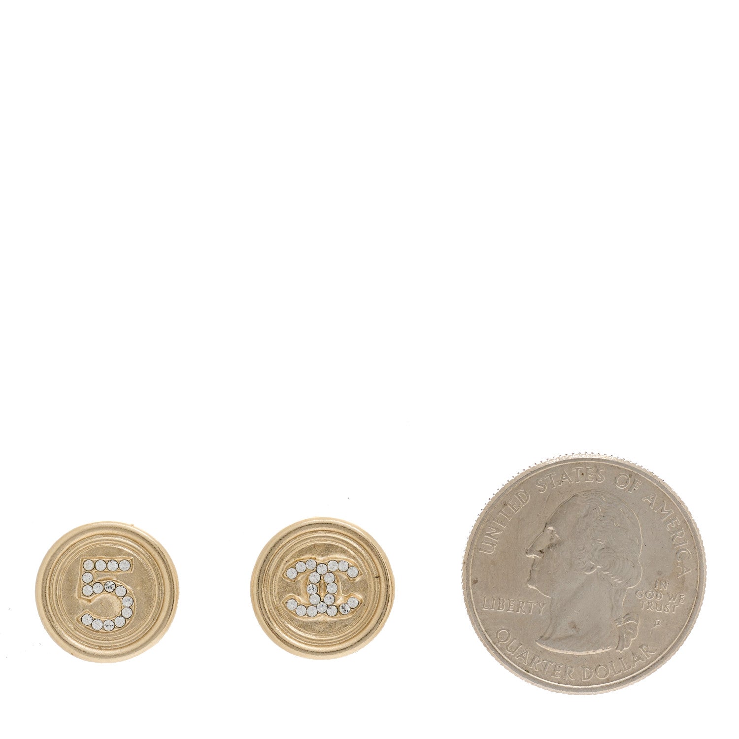 Chanel Crystal CC No 5 Round Earrings Gold 2 of 5