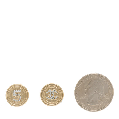 Chanel Crystal CC No 5 Round Earrings Gold 2 of 5