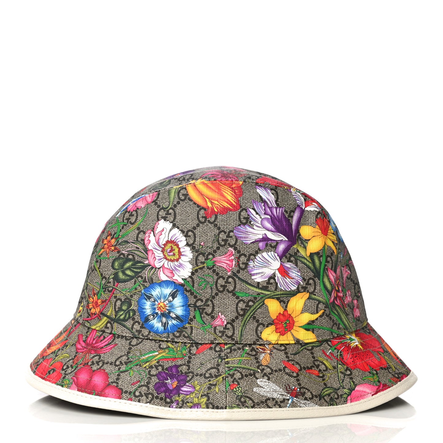 GG Supreme Monogram Flora Fedora Hat S White