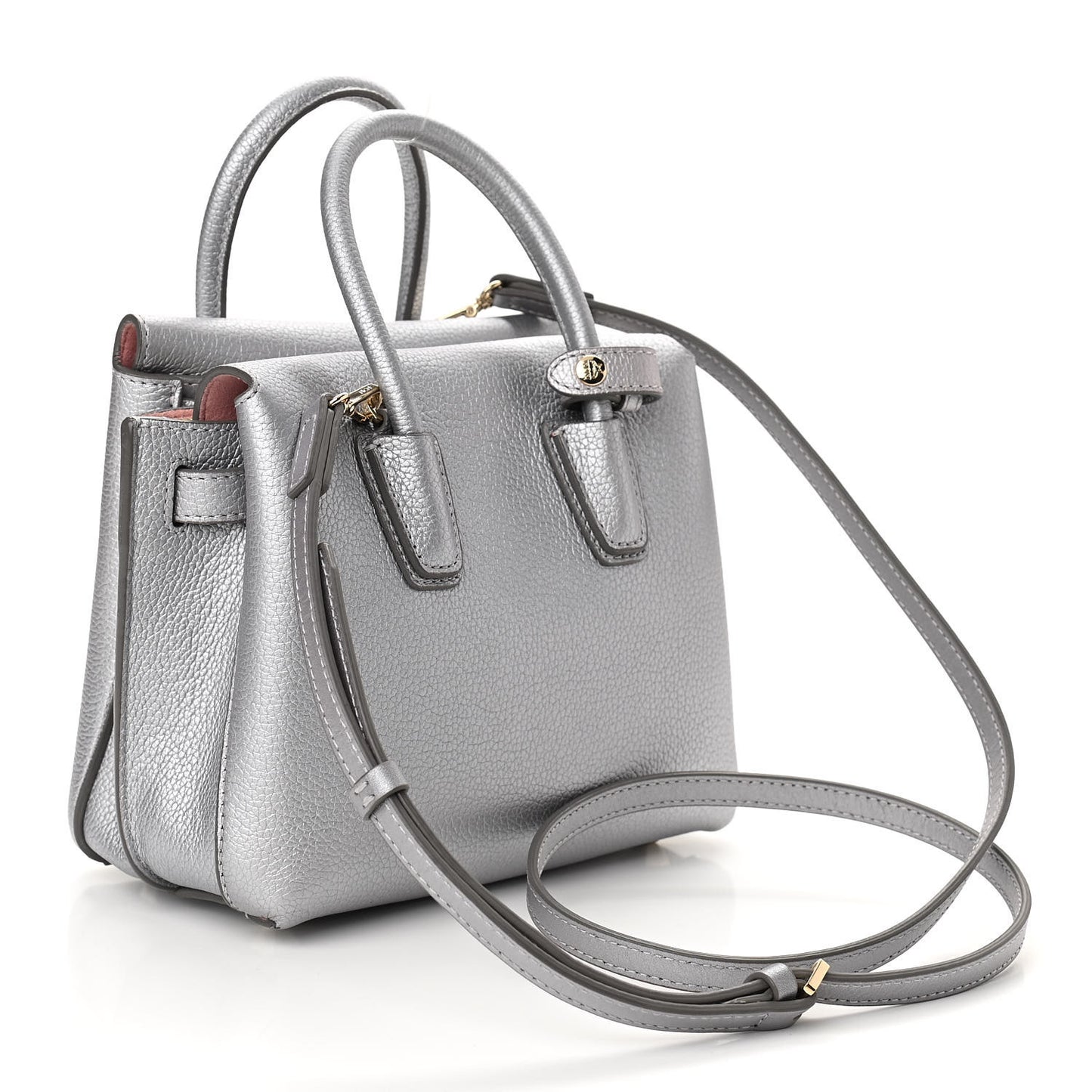 Metallic Grained Calfskin Mini Milla Tote Spike Silver