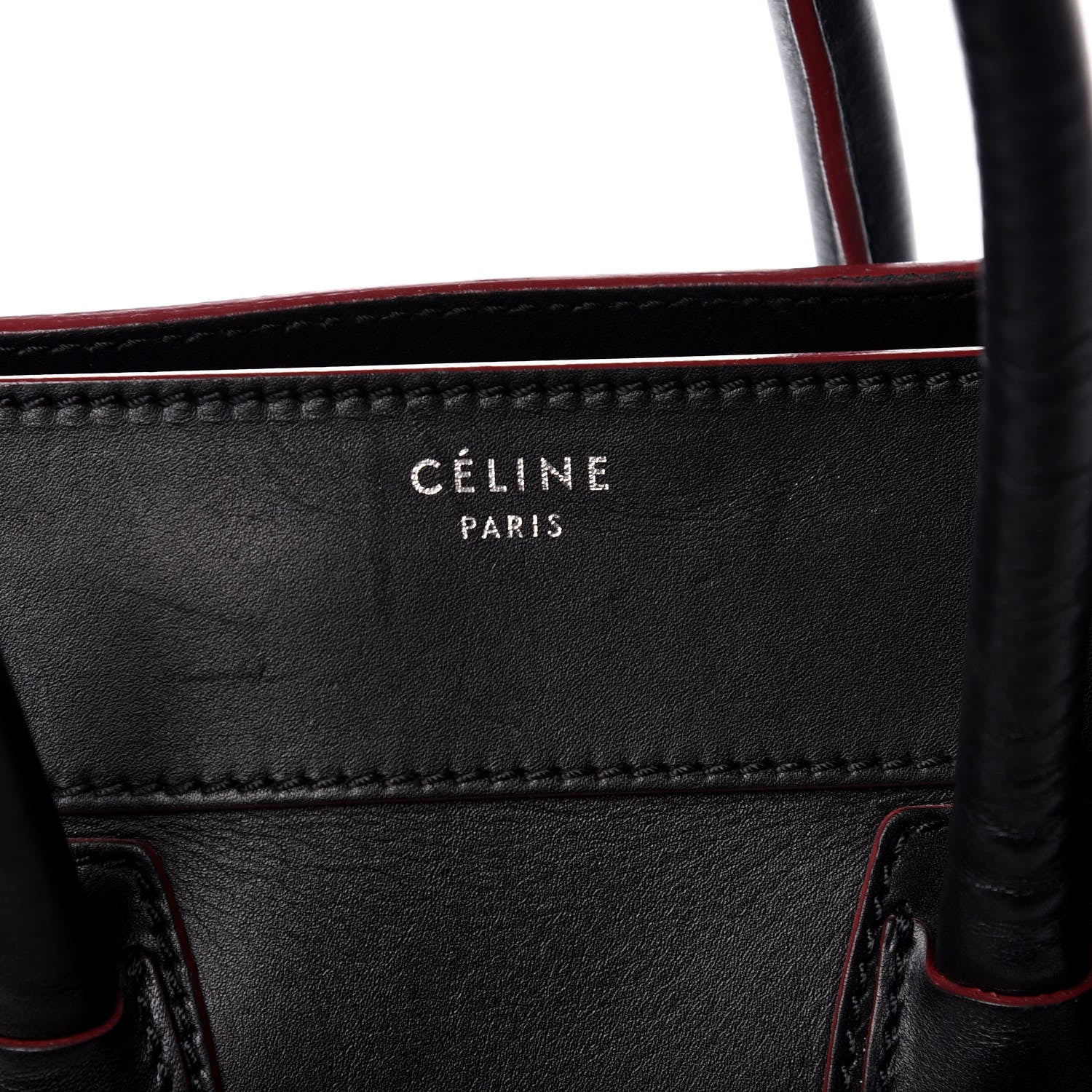 Celine Smooth Calfskin Mini Luggage Black Pink Trim 12 of 19