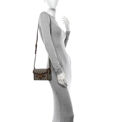 Gucci GG Supreme Monogram Mini Horsebit 1955 Shoulder Bag Beige Brown Sugar 2 of 11