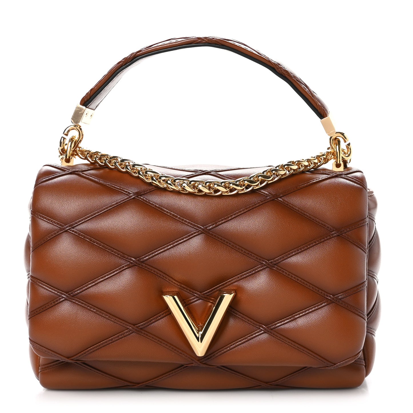 Lambskin Malletage Top Handle GO-14 MM Tan