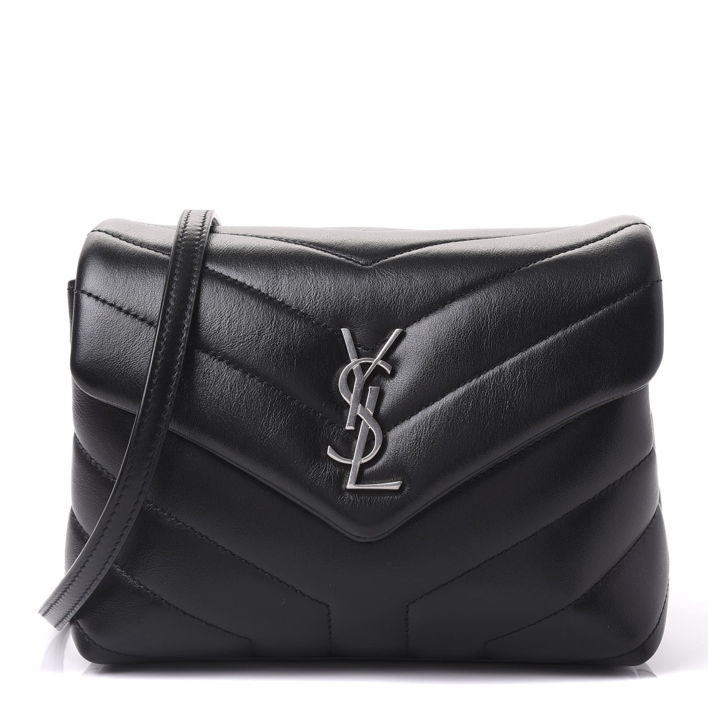 Calfskin Y Quilted Monogram Toy Loulou Crossbody Bag Black