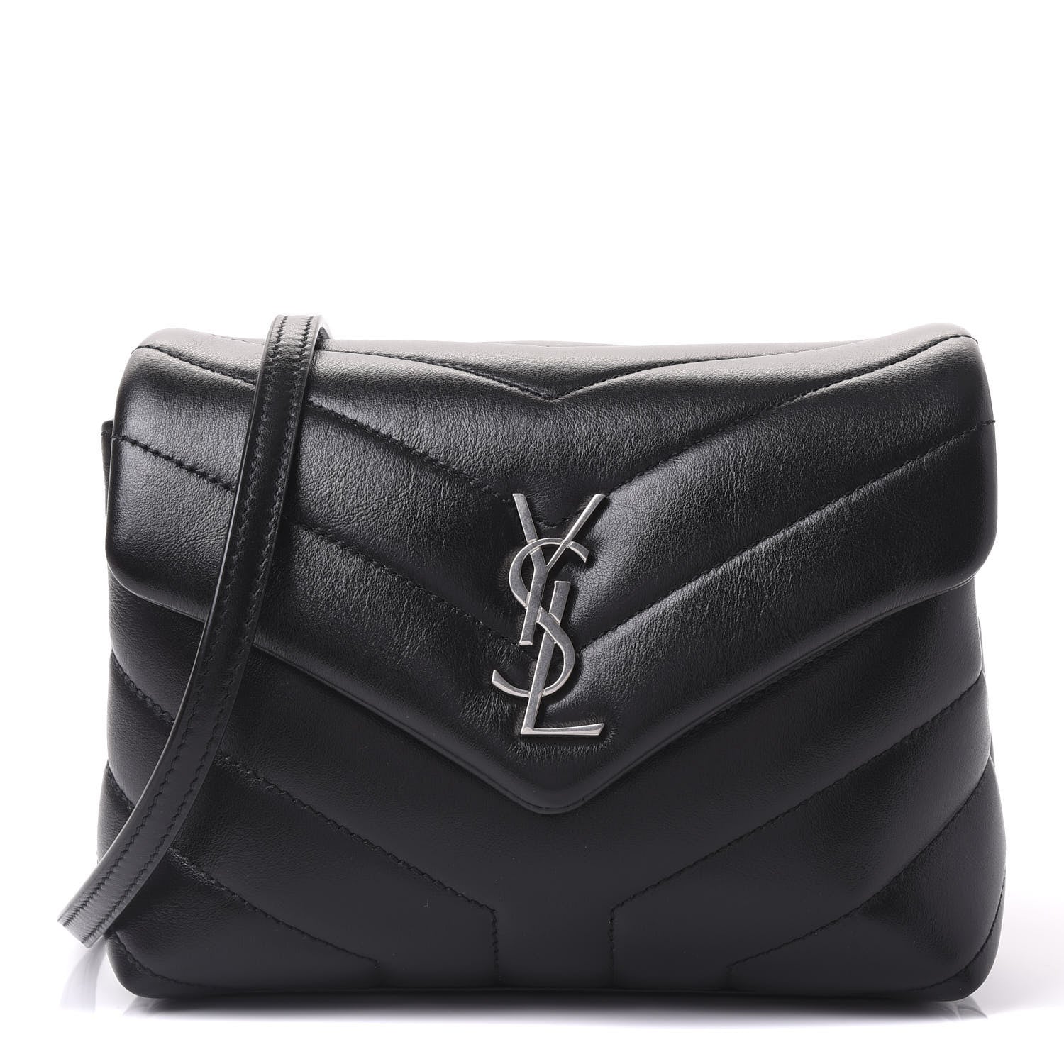 Saint Laurent Calfskin Y Quilted Monogram Toy Loulou Crossbody Bag Black 1 of 9