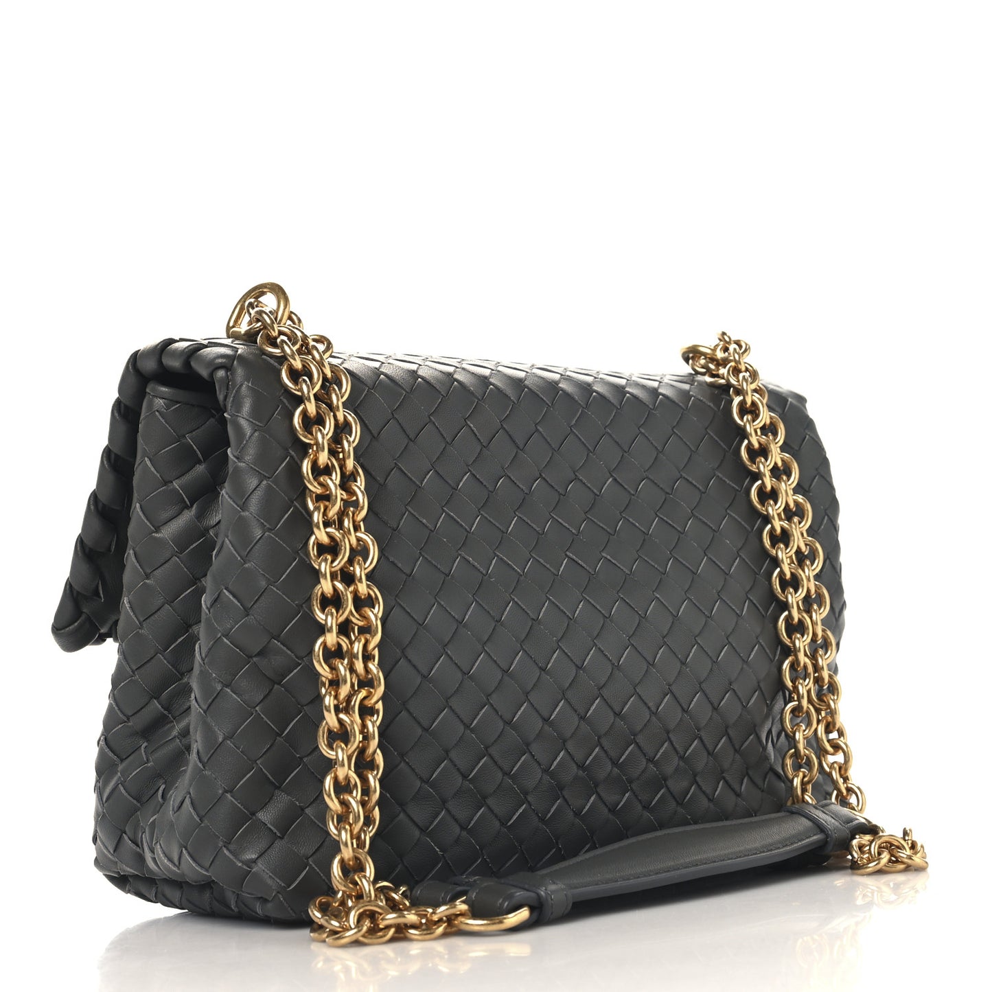 Nappa Intrecciato Small Olimpia Shoulder Bag Steel