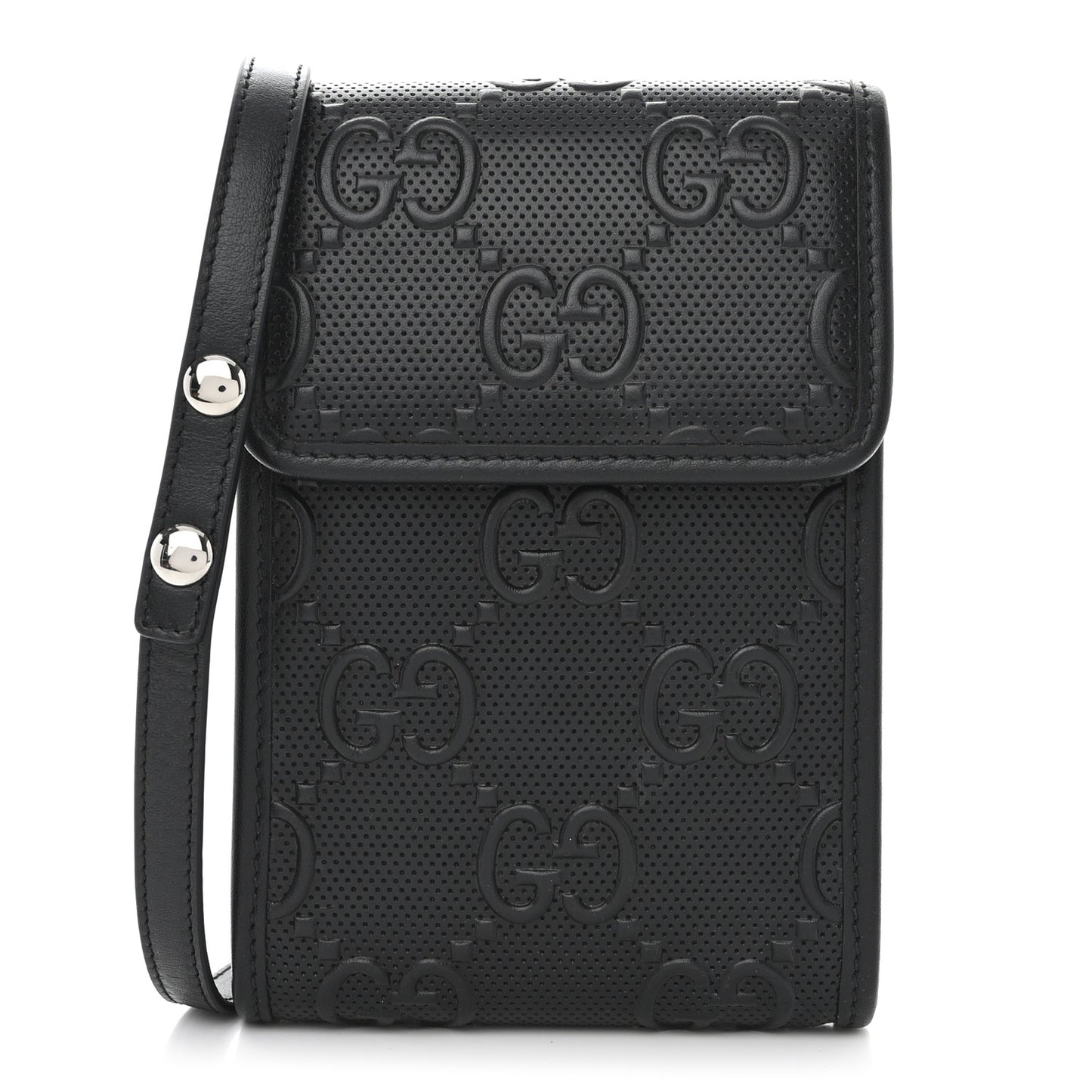 Calfskin GG Tennis Embossed Mini Crossbody Bag Black