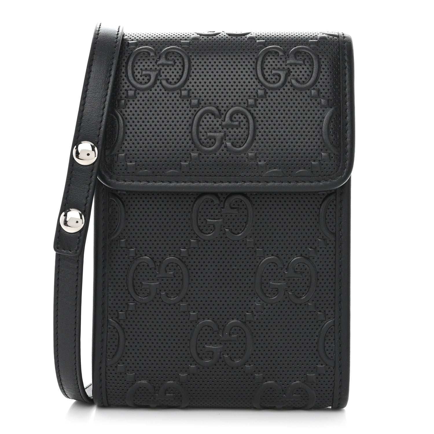 Gucci Calfskin GG Tennis Embossed Mini Crossbody Bag Black 1 of 10