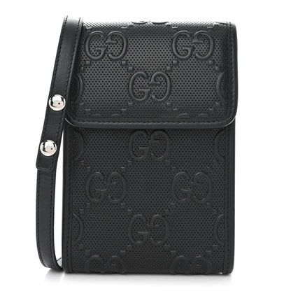 Gucci Calfskin GG Tennis Embossed Mini Crossbody Bag Black 1 of 10