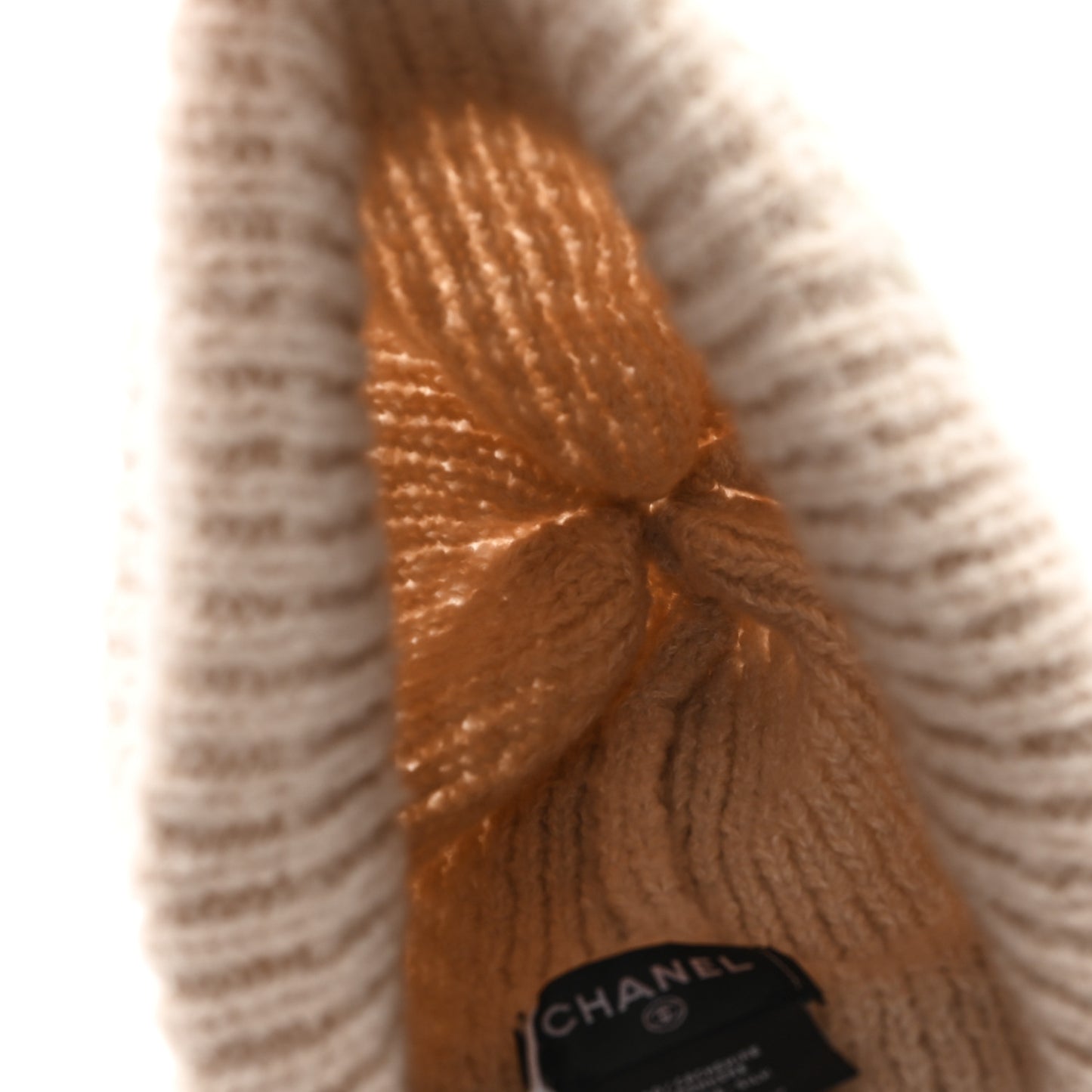 Cashmere Silk CC Beanie Hat Beige Ecru