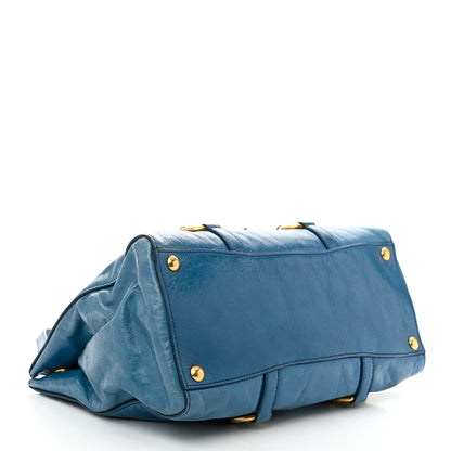 Miu Miu Vitello Shine Double Zip Tote Oceano 4 of 11