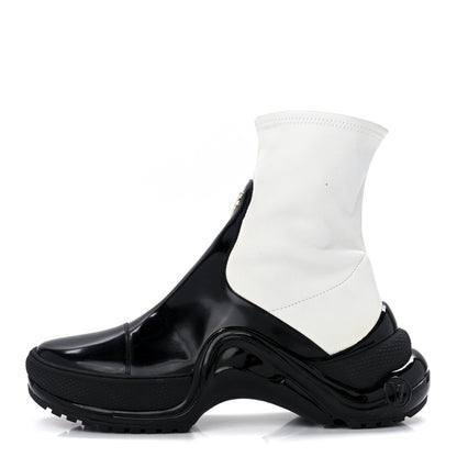 Louis Vuitton Glazed Calfskin Lambskin LV Archlight Sneaker Boots 40 Black White 1 of 9